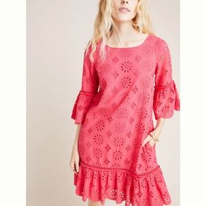 Anthropologie Dani Pink Eyelet Lace Tunic Dress